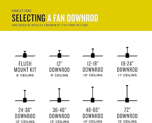 Miniatura 6 de Hinkley 990012FMB - Ventilador de techo de 12 pulgadas con barra descendente, ajusta la altura de tu ventilador de techo para adaptarse a tu