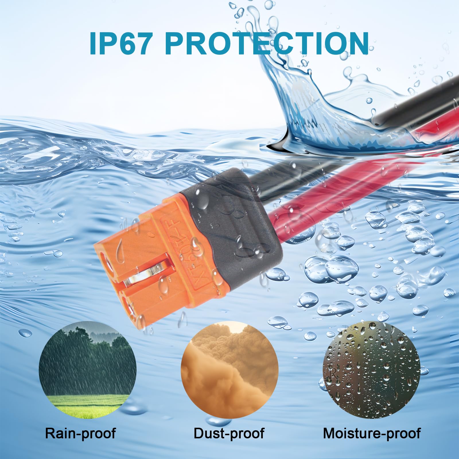 MOOKEERF XT60i na o-ring kabel terminalowy 10AWG 8FT XT60i gniazdo na wtyk O-ring XT60i-F przedłużacz do przenośnej stacji kulturystycznej generator solarny