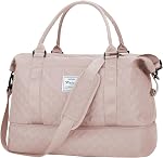 Sac de voyage Duffel Sac de sport de gym pour femmes, Weekender Transport sur sac à bagages pour avions, Sac d'épaule léger de nuit imperméable Beach Hospital Sac avec compartiment de chaussures,C07-Peach rose