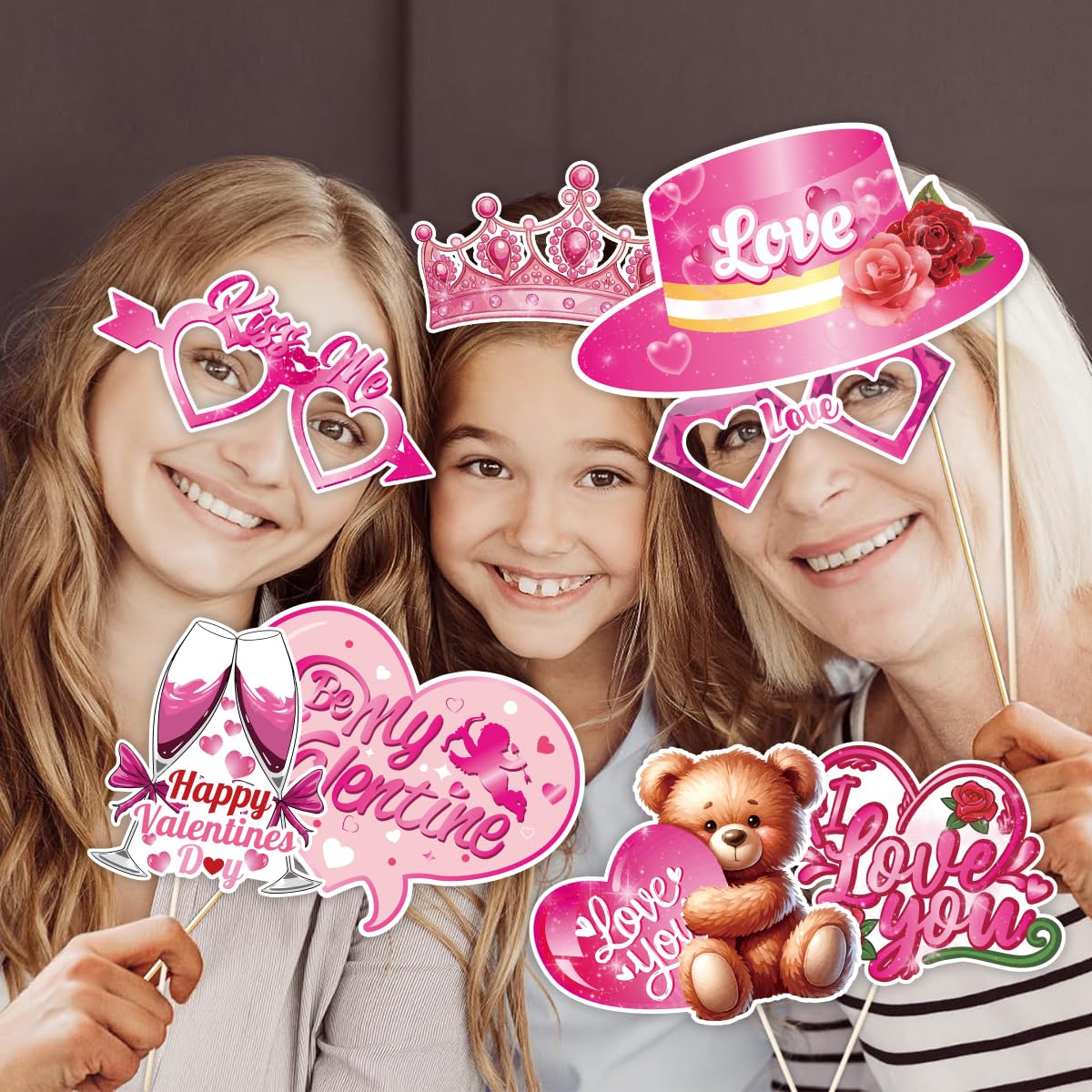 Valentinstag Photo Booth Requisiten mit Stick für Saint Valentinstag Party Dekorationen (Valentinstag Photo Booth)