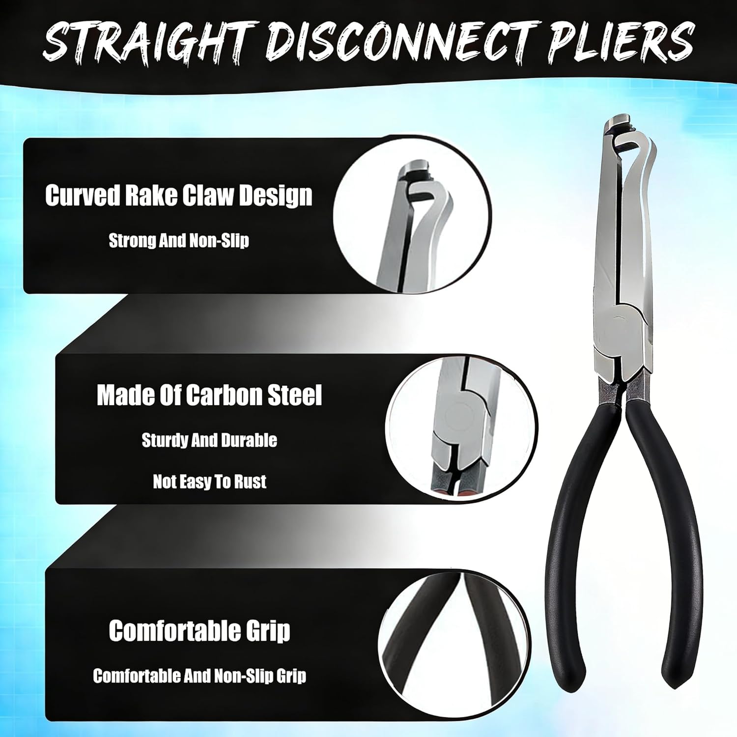 5 Pieces Electrical Connecto Pliers for Cars, Universal Wire Terminal Removal Tool Set with Storage Box, for Fuel Line Clip, Sensor, Ignition Coil & Fuel Injector (Black)