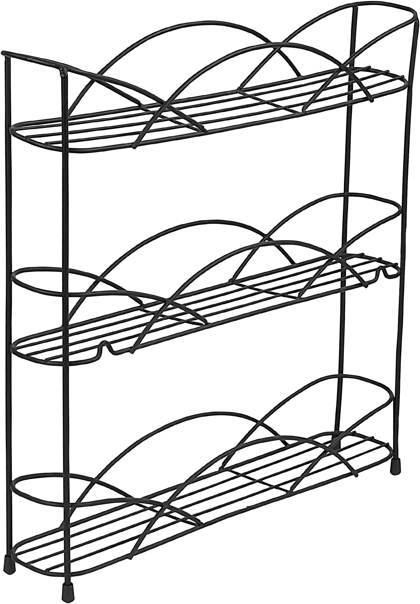 Diversified 3-Tier Spice Rack Shelf Organizer for Kitchen Countertop, Pantry, Bathroom, or Closet with Optional Wall Mount, Black
