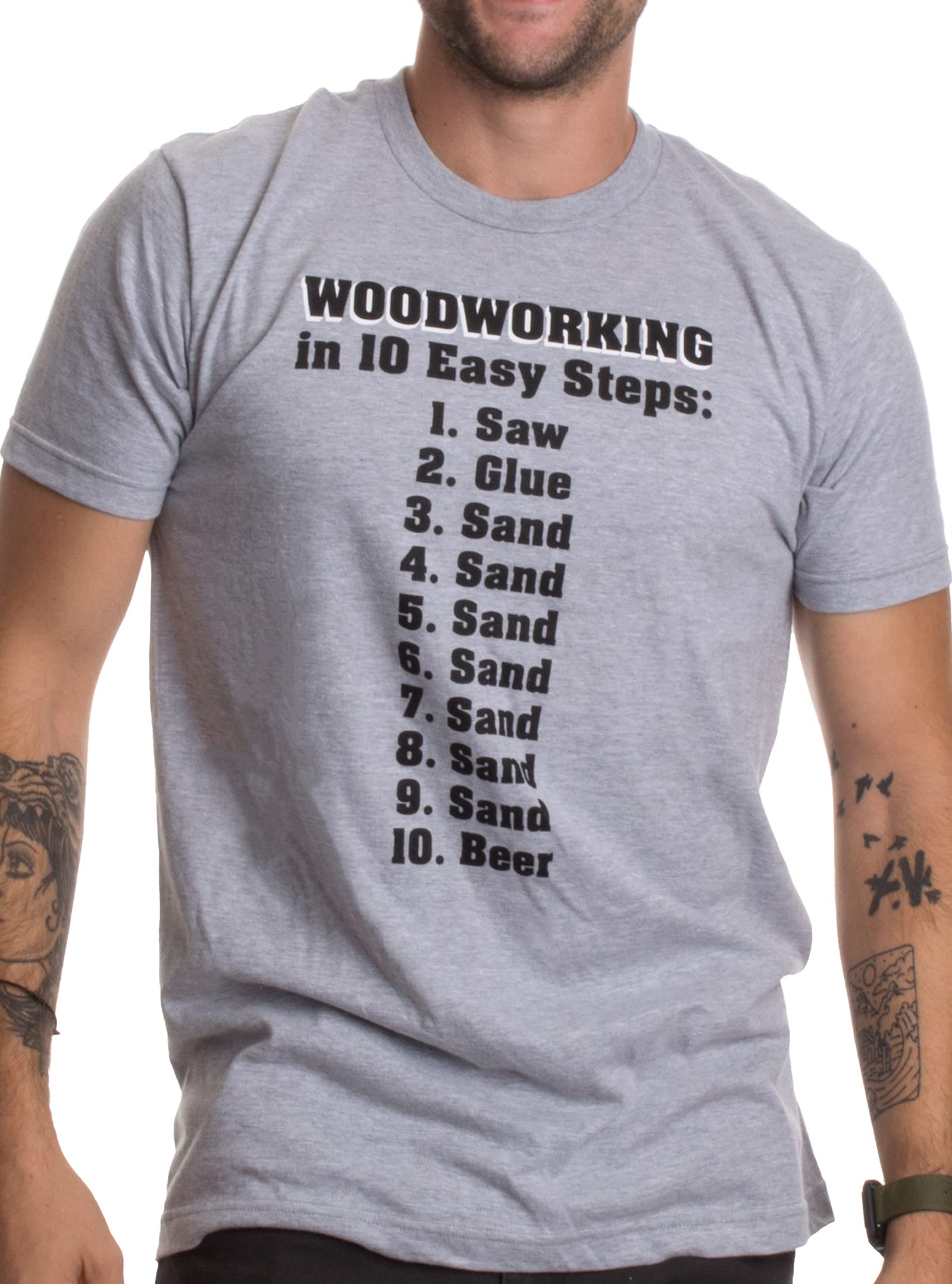Ann Arbor T-shirt Co.10 Easy Steps of Woodworking | Funny Wood Working Worker Tool Saw Humor T-Shirt