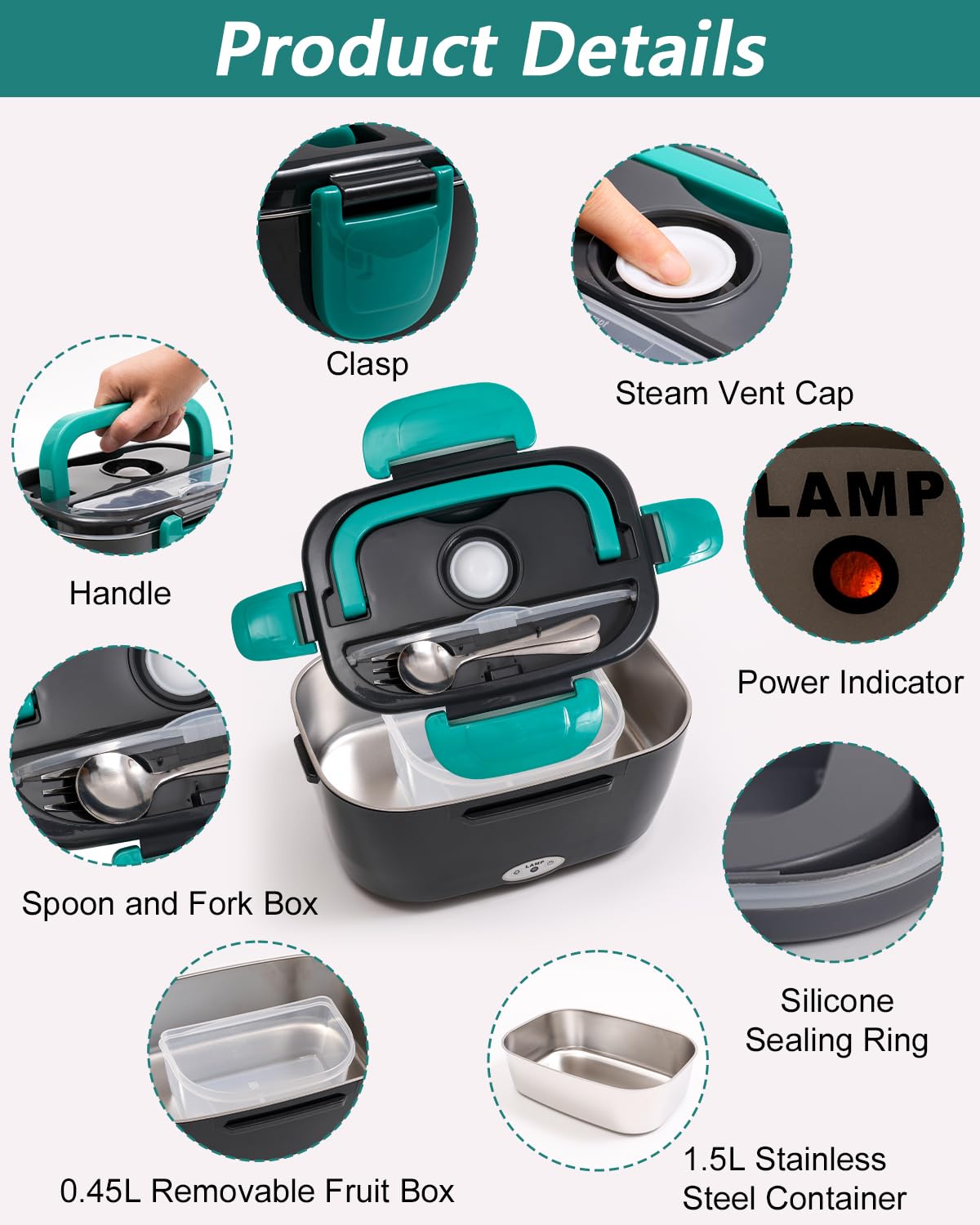 Scaldavivande Elettrico Portatile - 220V/12V/24V, Con Borse Isolate, Per Auto E Ufficio - Foto 6