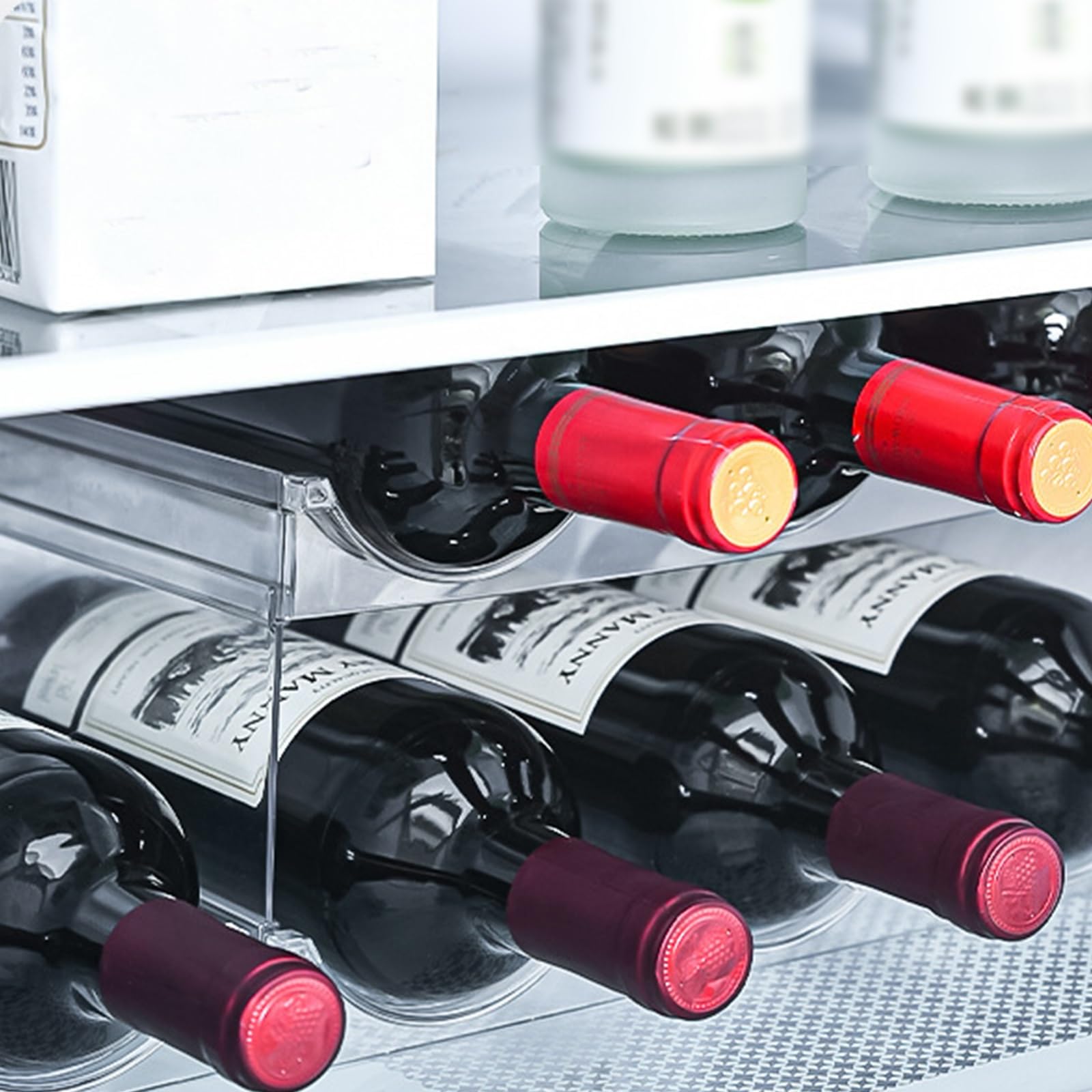 2 Stück Weinregal Stapelbar for Kunststoff, Flaschenregal Schmal, Flaschenhalter Kühlschrank, Flaschen Aufbewahrung, Hält, Flaschenaufbewahrung for 