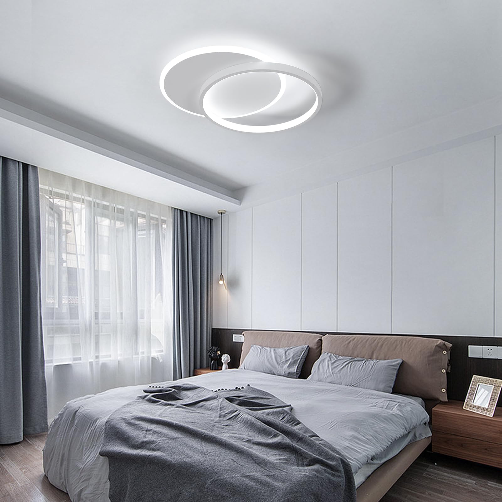 Tealight Plafoniera LED Soffitto 40CM, 40W Lampada da Soffitto Moderna Camera da Letto, Luce Bianca Fredda 6500K Plafoniere Rotondo 4500LM per Soggiorno, Cucina, Bagno