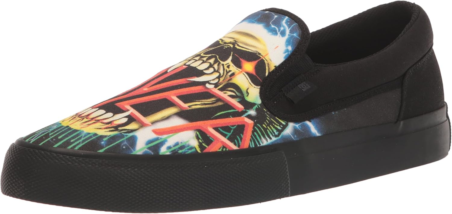 DC Men's Slayer Manual Slip On Skate Shoe, Black/Black/Green, 10
