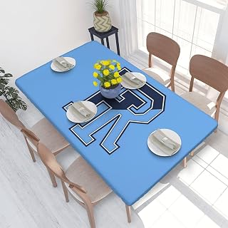Rhode Island rams SVG Logo Elastic Edged Table Cover Waterproof Fitted Tablecloth Reusable Oil-Proof Table Cloth for Dining Picnic Party 4 Ft 30 X 48 Inches