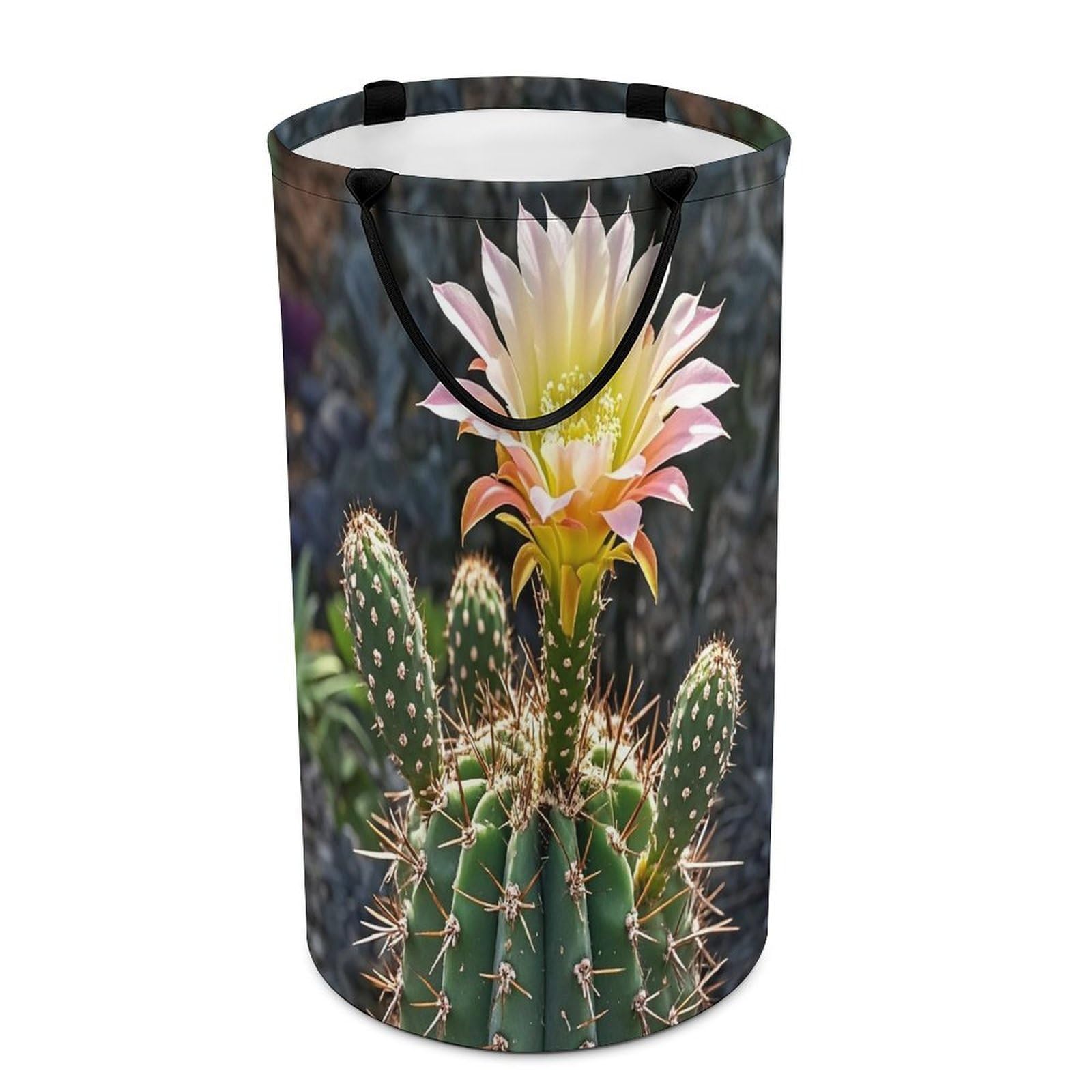 Cactus Flower Laundry Hamper Waterproof Clothes Basket Large Capacity Collapsible Laundry Basket Freestanding Clothes Hamper for Dorm Family Bathroom Decor Storage 86L