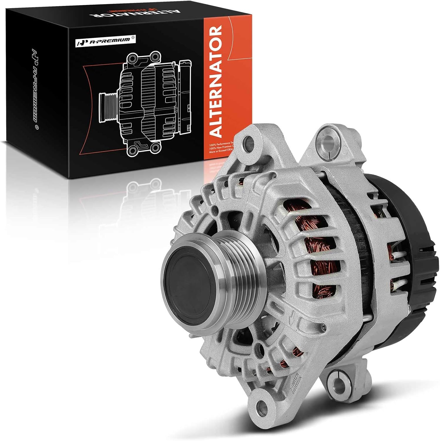 A-Premium Alternator Compatible with Kia Sportage 2011 2012 2013, 2.0L, 12V 130A 6-Groove Clutch Pulley Clockwise, Replace# 3730025700, 2611176