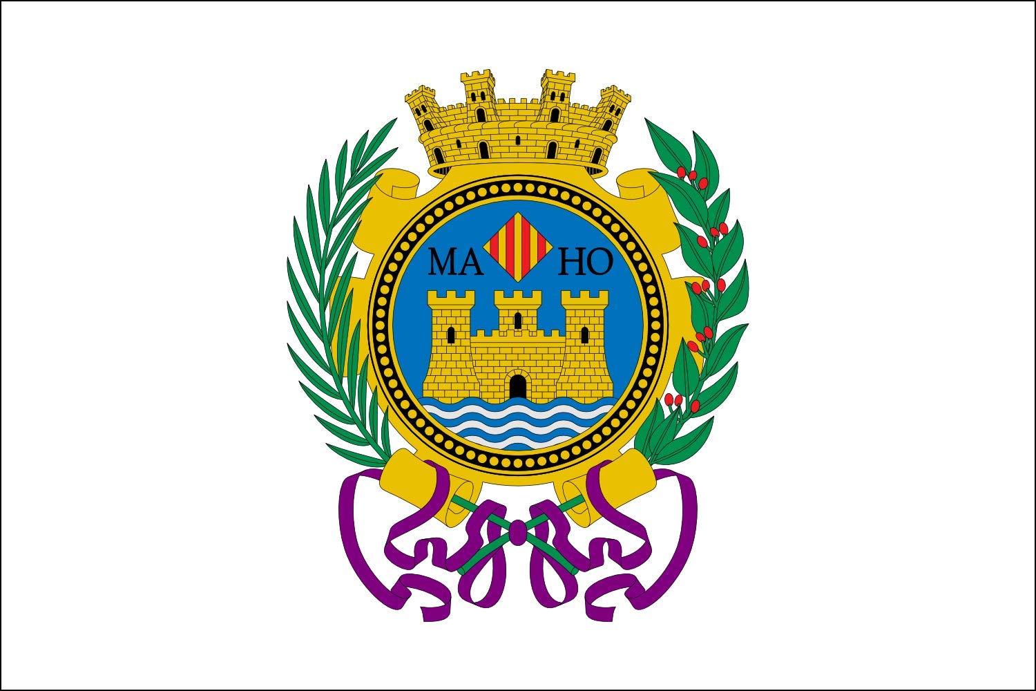 Drapeau Mahón Islas Baleares grand format aux finitions de prestige