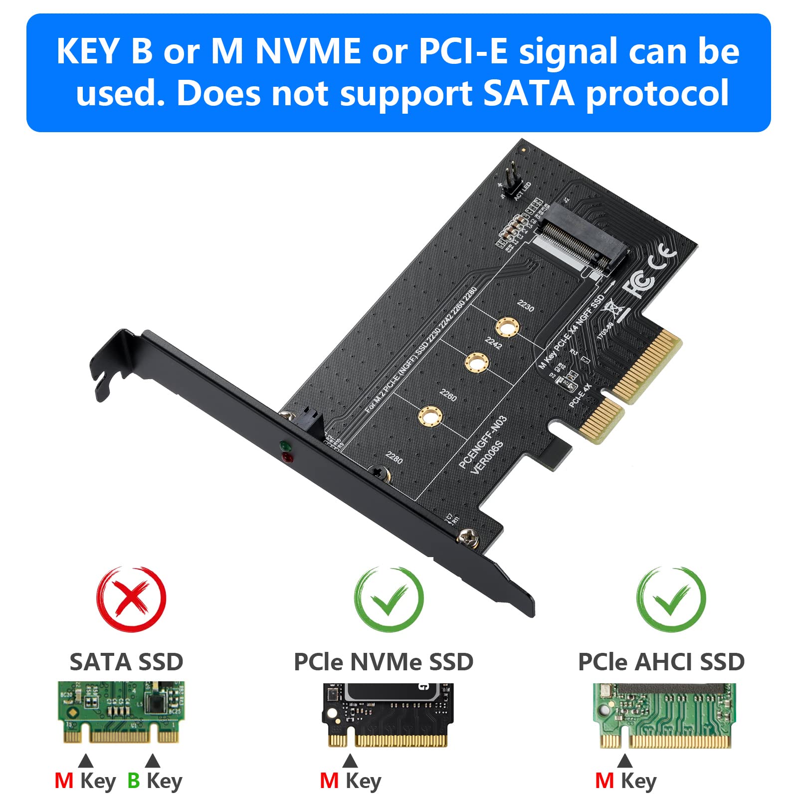 Amazon | MZHOUキーMPICEX4 NGFF SSDコントローラー拡張カード、M.2