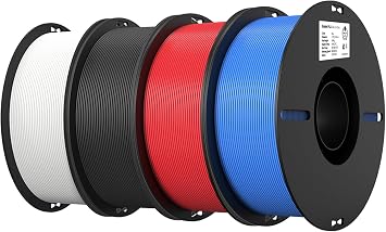 Creality PLA Filament 1.75mm Bundle 4KG, High Precision +/-0.02mm 3D Printer Filament, Consistent Extrusion, Smooth Printing, 4 Pack 1KG Spool,Fits for Most FDM 3D PrintersBlack,White,Red,Blue