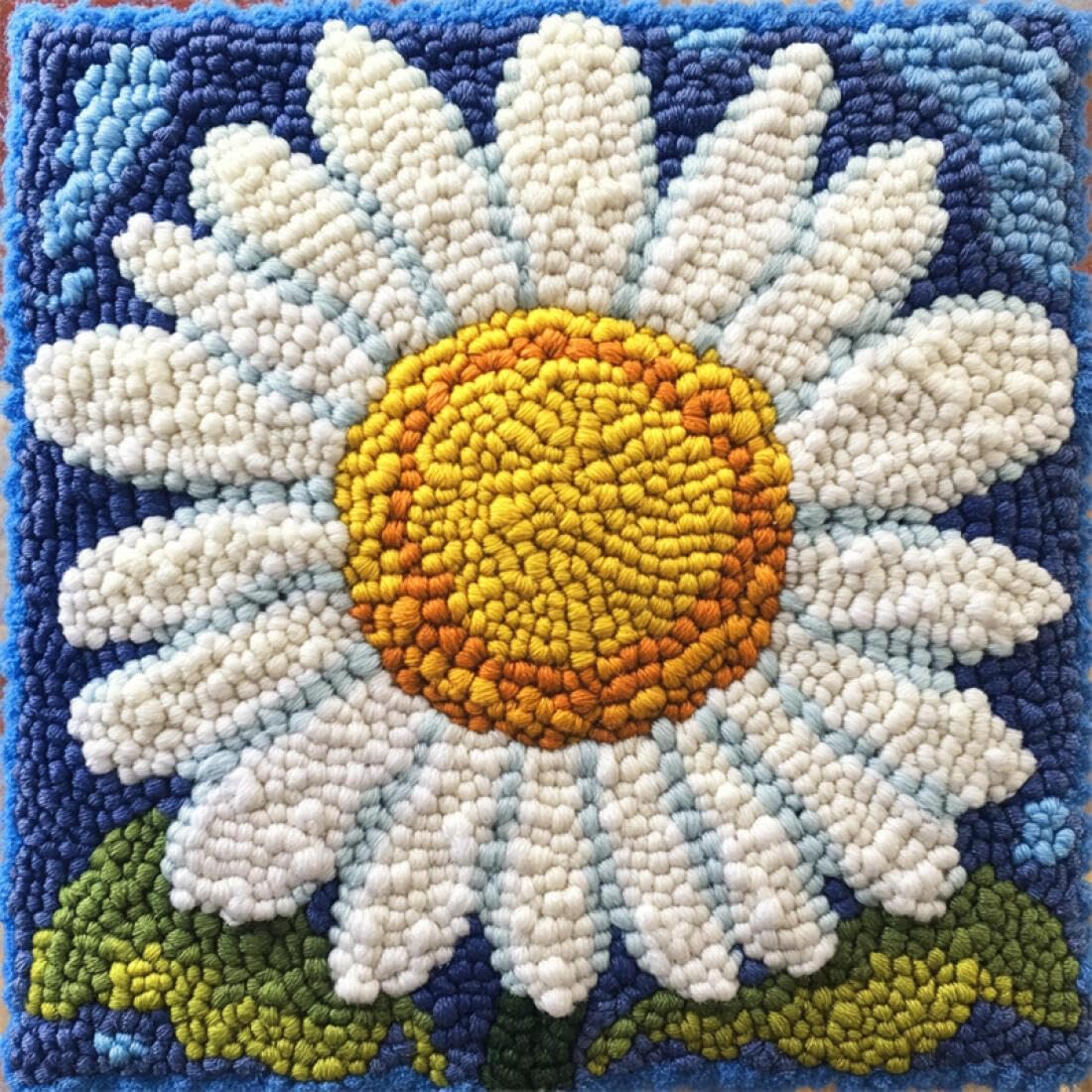 Kitquiver Latch Hook Pillow Kit Cartoon Daisy DIY Tapestry Throw Pillow Cover Needlepoint Cushion Kits for Home Décor Needlework Kit for Beginners 17x17In