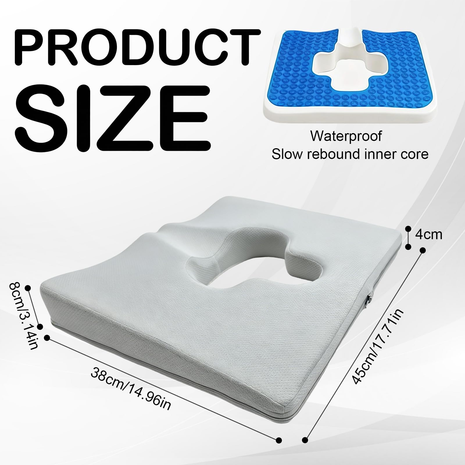 Cuscino Antidecubito, Cuscino per Seduta Emorroidario per Dolore Al Coccige Cuscino per Seduta in Memory Foam con Rivestimento in Tessuto per Persone Costrette A Letto e Lunghi Periodi Seduti