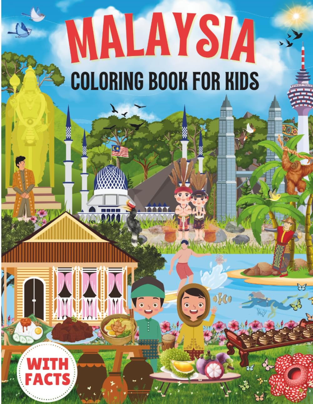 Malaysia Coloring Book for kids with facts