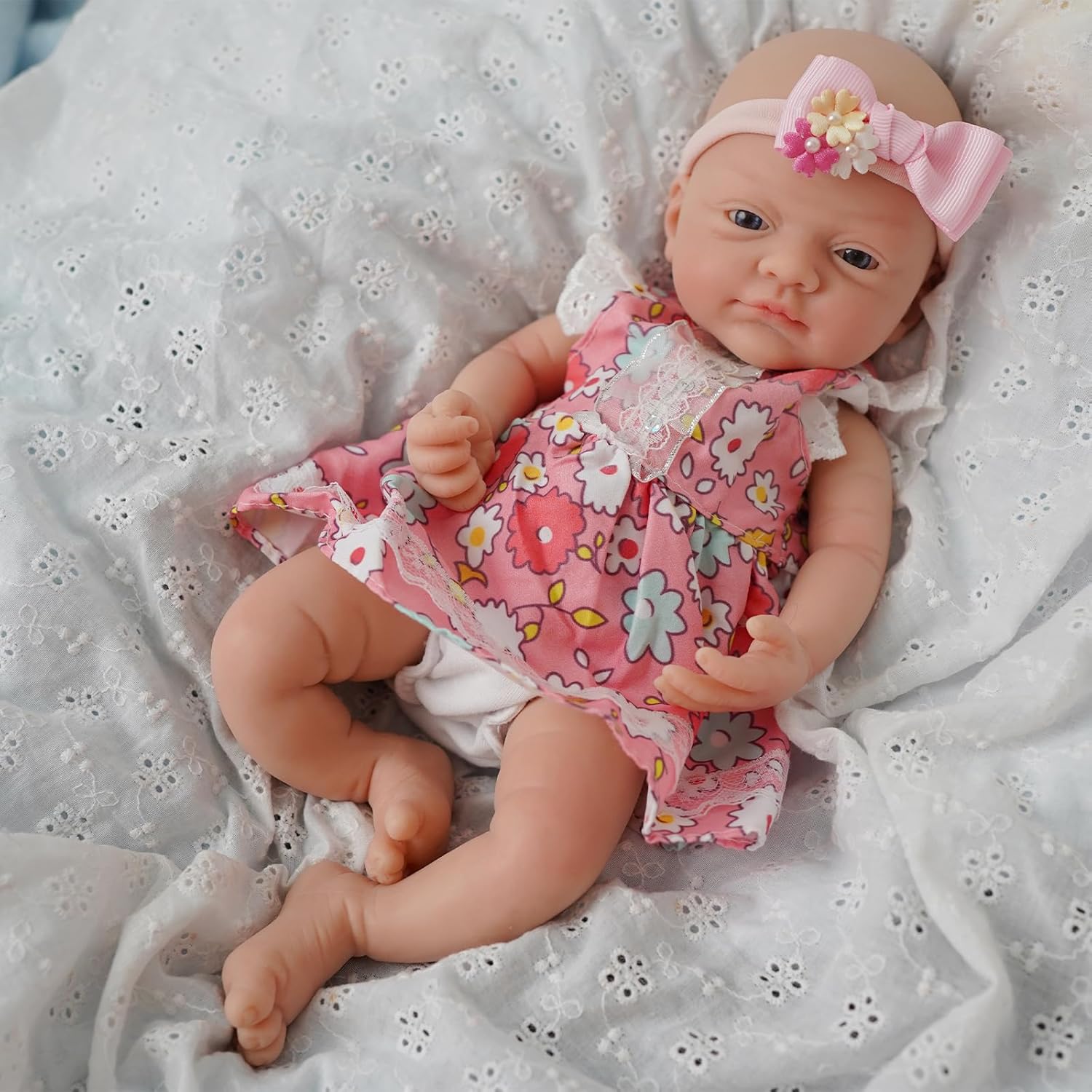 12" Reborn Baby Dolls, Full Silicone Baby Dolls,Not Vinyl Dolls, Realistic Soft Silicone Newborn Baby Doll with Feeding Accessories