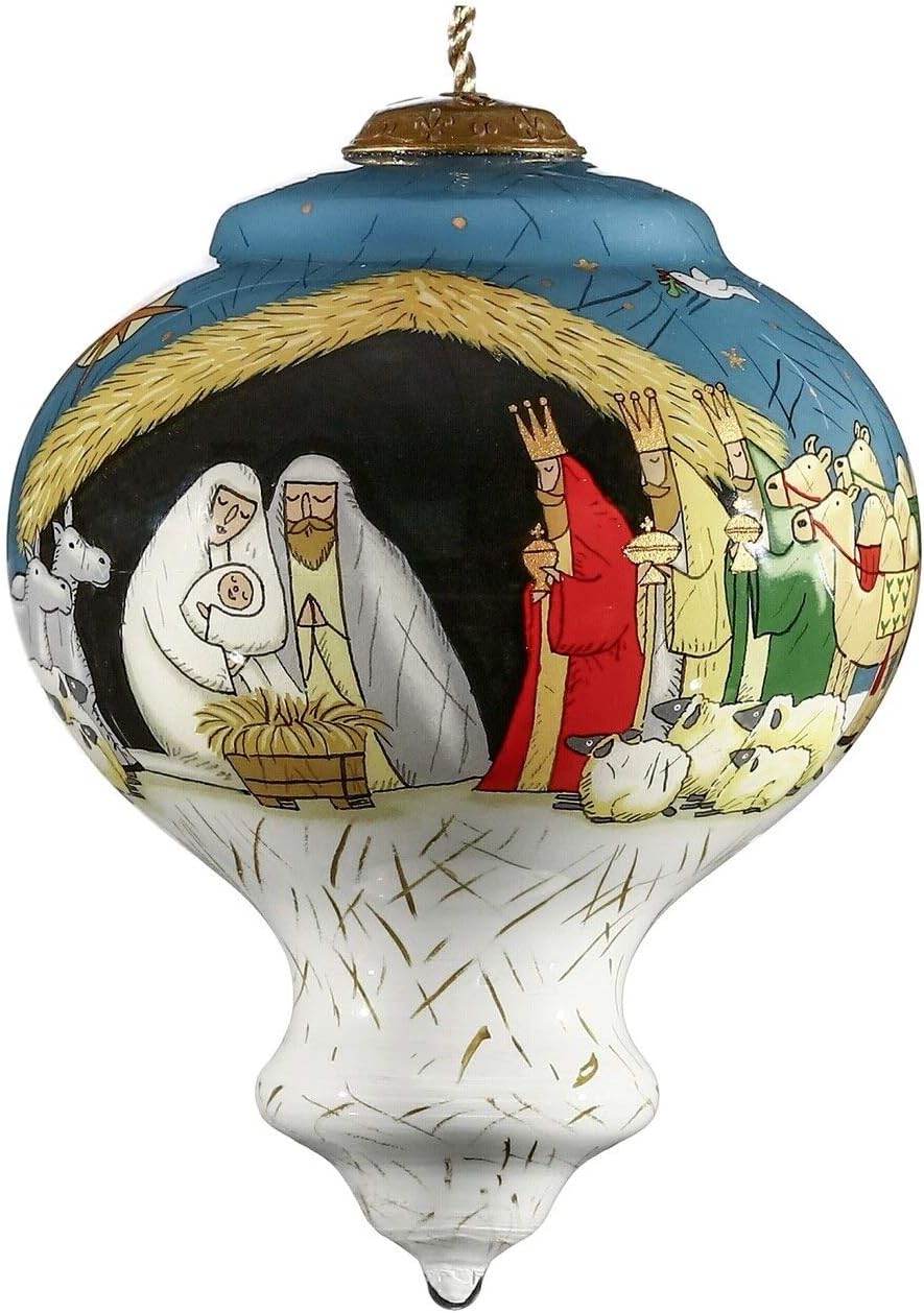 Inner Beauty 1812016 Nativity Hand Painted Blown Glass Ornament