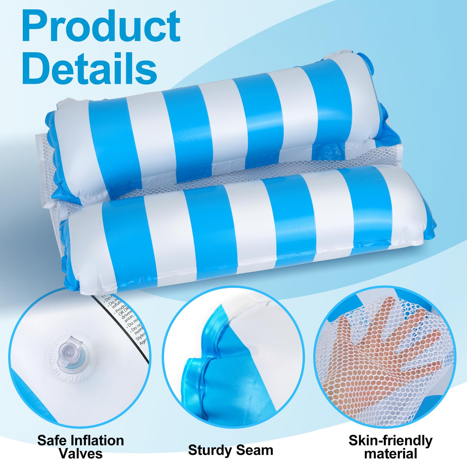 Behiruch 2 Pezzi Materassino Gonfiabile Mare, 4 in 1 Amaca Gonfiabili Mare, Gonfiabili Piscina Galleggiante, per Piscina Spiaggia (Rosa e Blu)