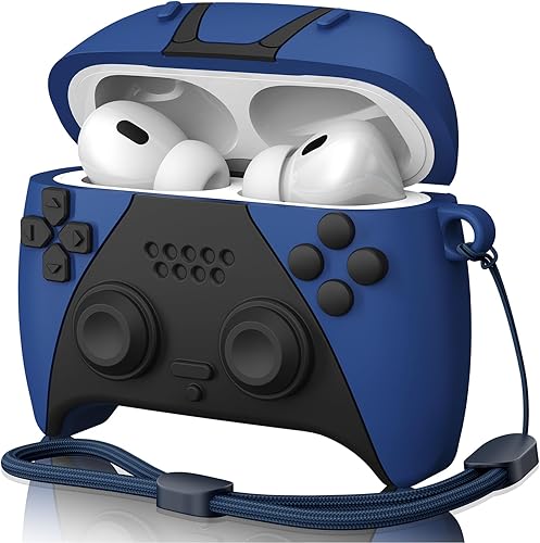 MOFREE Funda para AirPods Pro de 2 generación con kit de limpieza, diseño de controlador de juegos 3D de silicona suave a prueba de golpes, funda