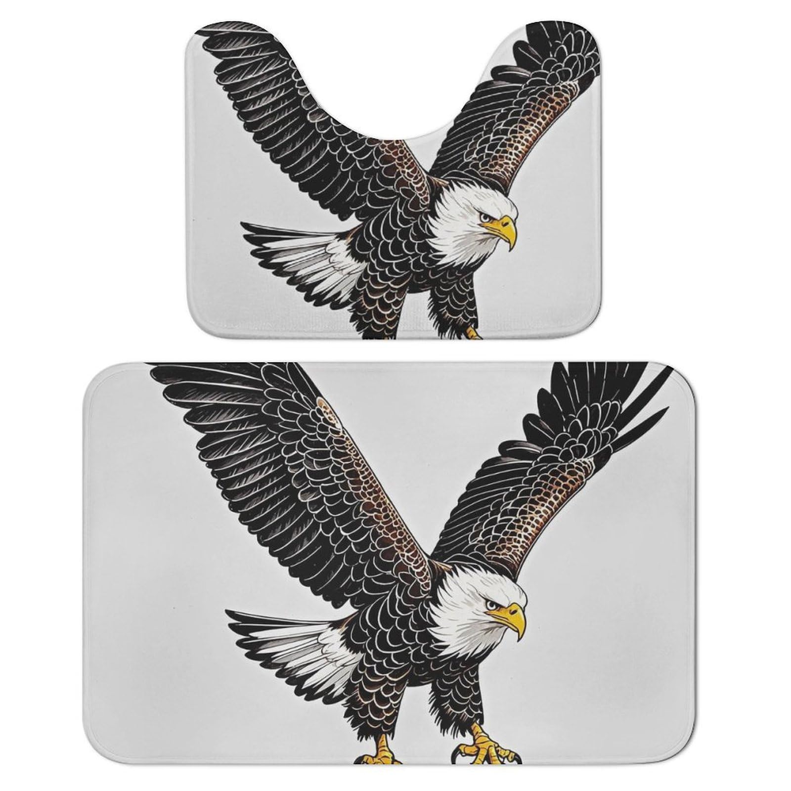 Tapis de bain doux pour sortie de baignoire lot de 2 en U motif aigle