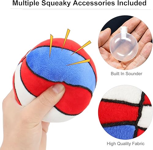 Miniatura 2 de TONYFY Pelotas de juguetes para perros  Pelota de baloncesto de felpa masticable para perros bola chirriante suave rellena de juguete esponjoso y