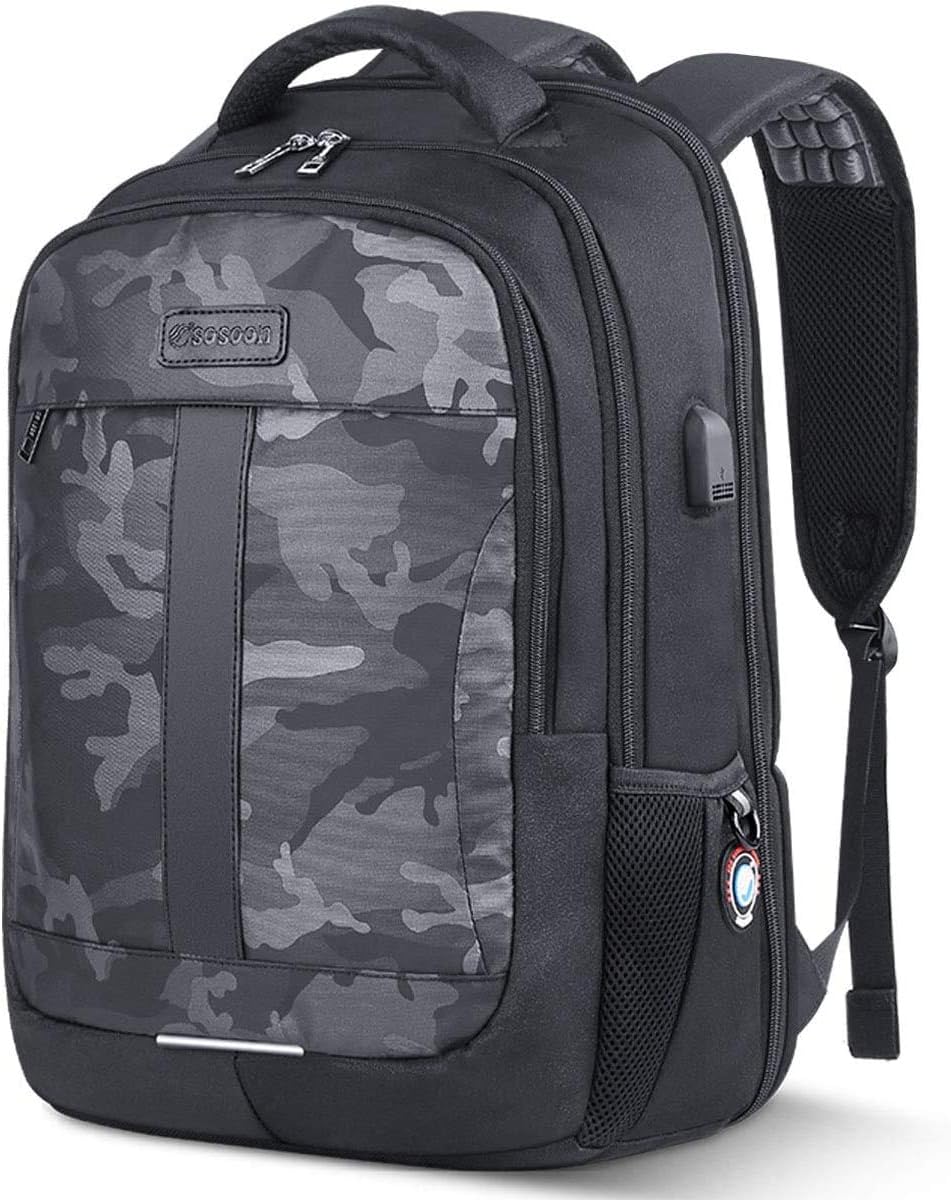 Sosoon Travel Backpack 17Inch Business Bags for Laptop Anti Theft Bookbag Camouflage