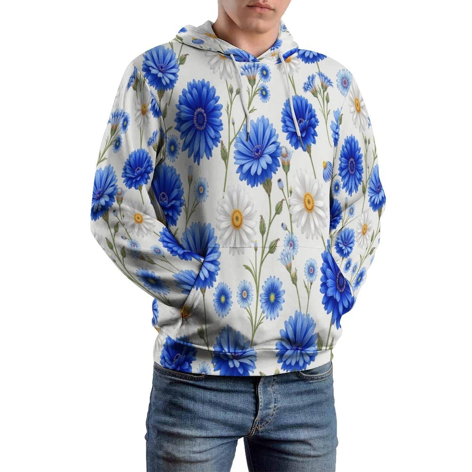 Sweat à capuche imprimé fleurs aquarelle 3D unisexe pour automne et hiver - 7