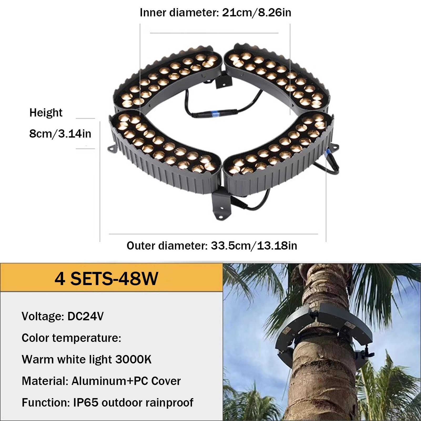 Luce per albero di palma da giardino, AC110 220V DC24V