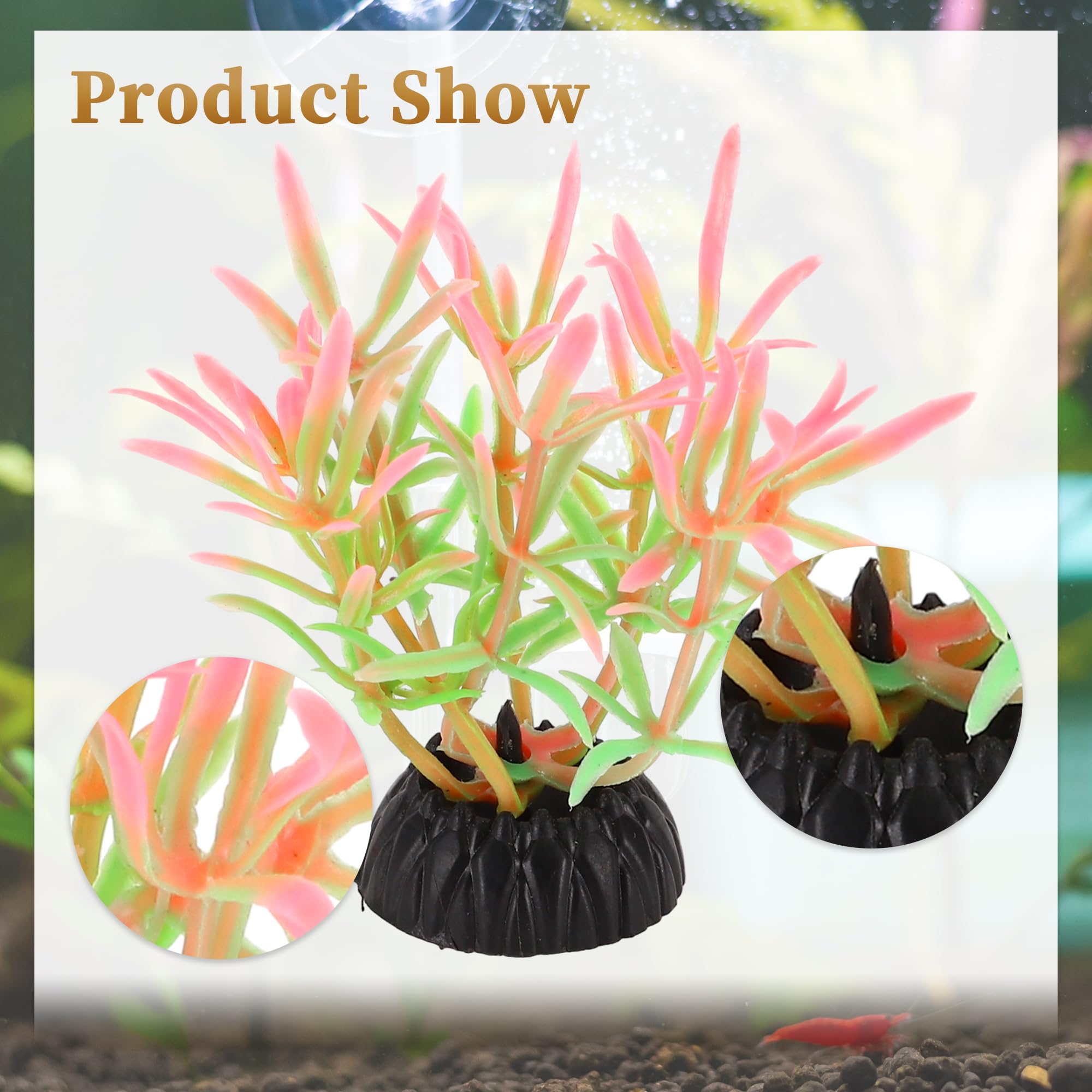CAPASTEC Plastic Aquarium Plants, Small Aquarium Plastic Plants, Pink Green, Pink, Green - Image 2