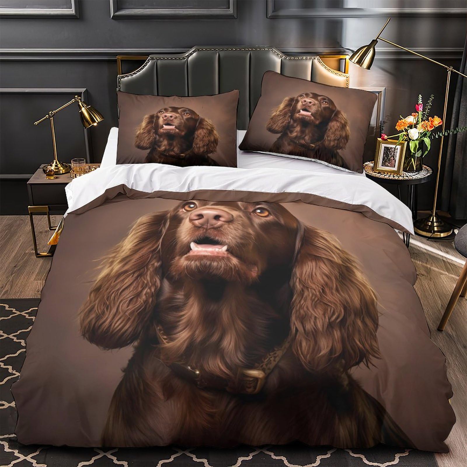 Housse de couette douce bourgeons lit double sans repassage