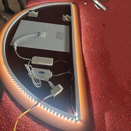 Miniatura 3 de UkewEi Espejo de tocador de baño de media luna para pared, espejo de baño LED inteligente de 40 pulgadas, atenuación antivaho, moderno espejo