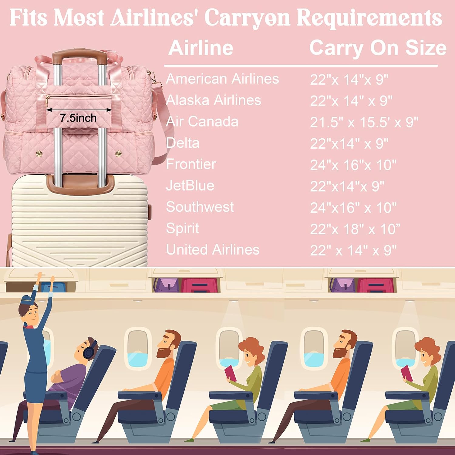 Personalized Initial Travel Bag, Quilted Duffle Bag, Weekender Bag for Women with Cosmetic Bag, Gym Bag with Shoe Compartment, Carry on Overnight Bag, Hospital Bag for Labor Delivery (Pink, M) - Image 5