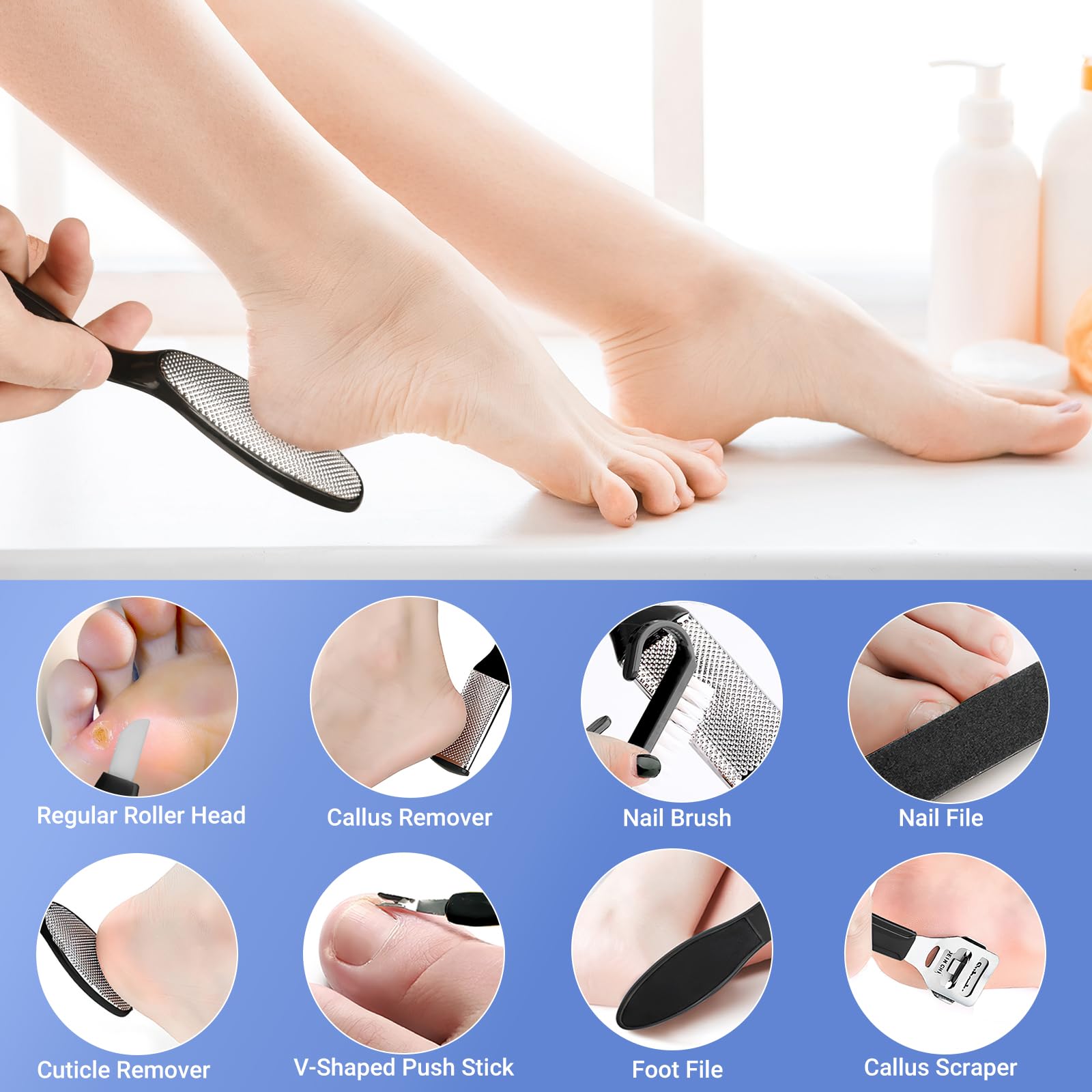 Lima Electrica Pies Durezas con 3 Rodillosy 17 Herramientas,3 Velocidades,Silenciar,Profesional Foot File para Eliminar Durezas y Callos Lima Electrica Pies (Negro)