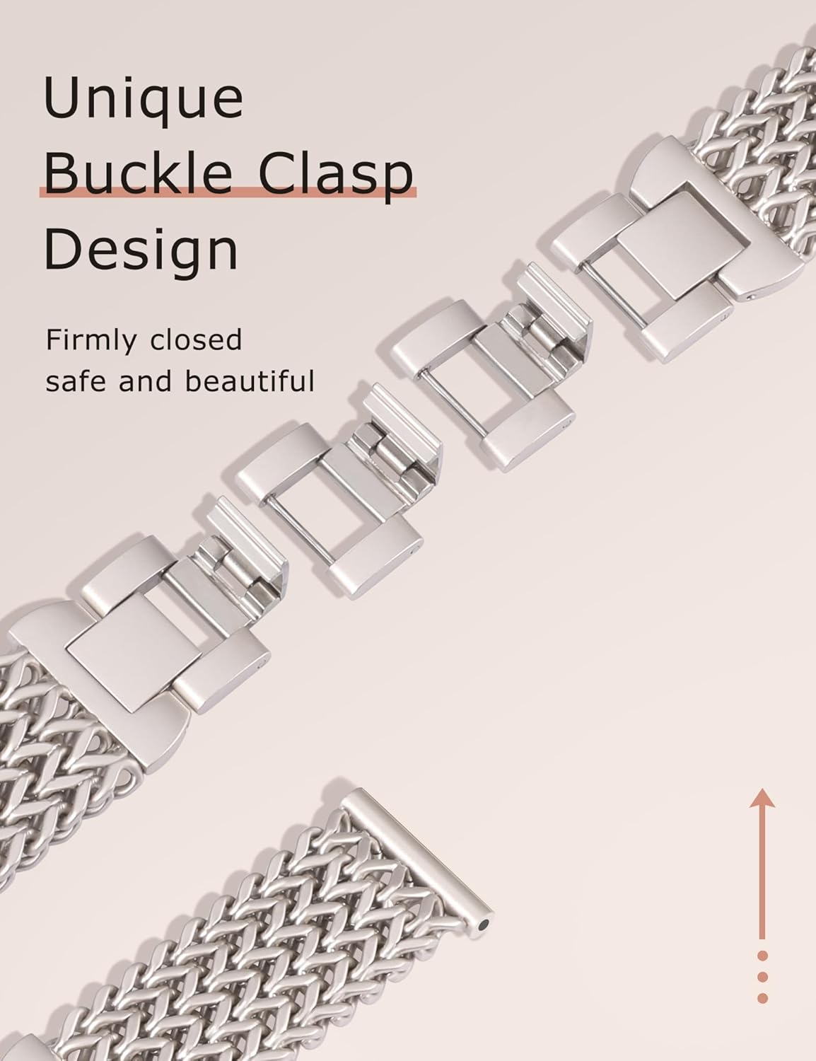 Minyee Compatible with Samsung Galaxy Watch 7 6 5 4 FE 40mm 44mm/Watch 6 Classic 43mm 47mm/Watch 5 Pro 45mm Bands Women, 20mm Dressy Stainless Steel Metal Gold Chain Strap Mermaid Designer Wristband - Image 3