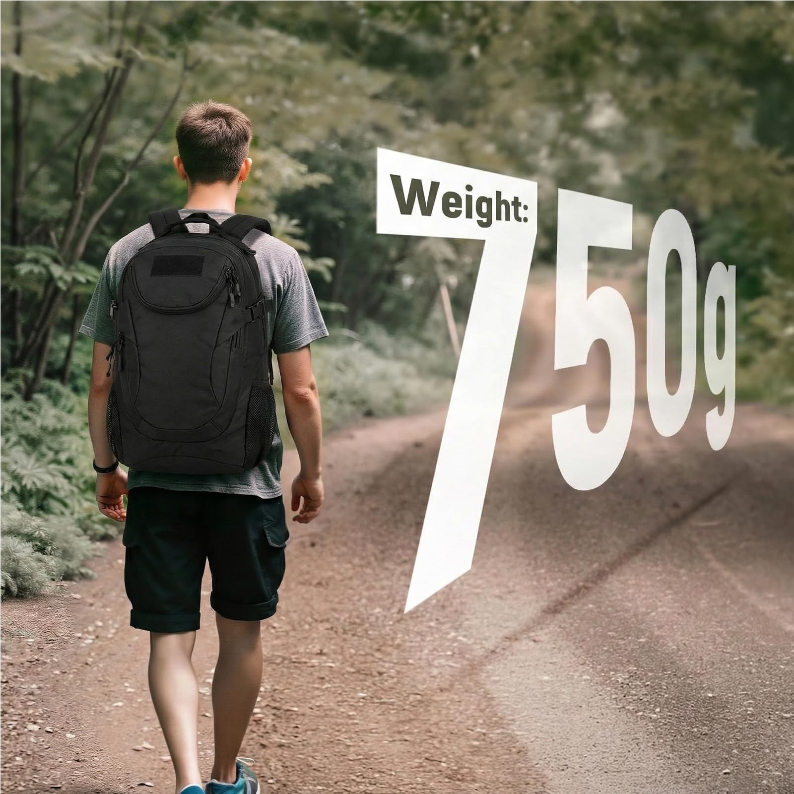 VINBAGGE Rucksack Molle Taktische Motorrad Wanderrucksack Outdoor Wasserdicht Trekkingrucksack 25L Campus Jagdrucksack Schulrucksack Jungen Daypack für Herren Damen Schwarz