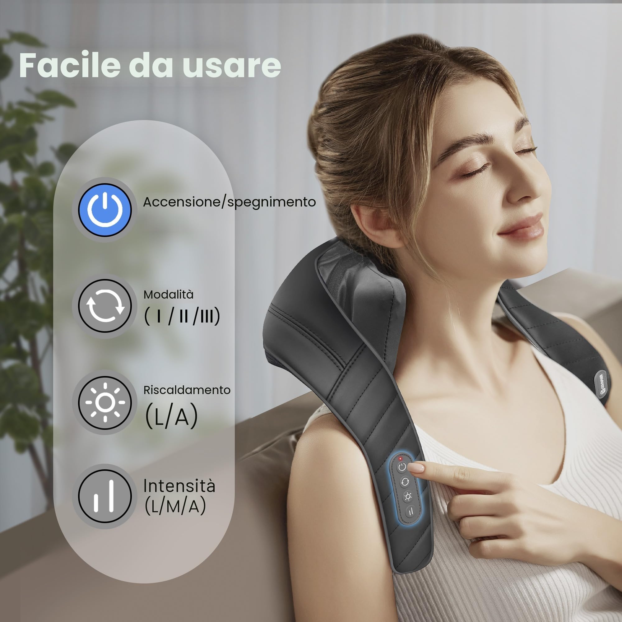 COMFIER Massaggiatore cervicale 6D, massaggiatore senza fili per spalle e collo con 2 livelli di riscaldamento, rivestimento lavabile, massaggio profondo, regalo per mamma e papà