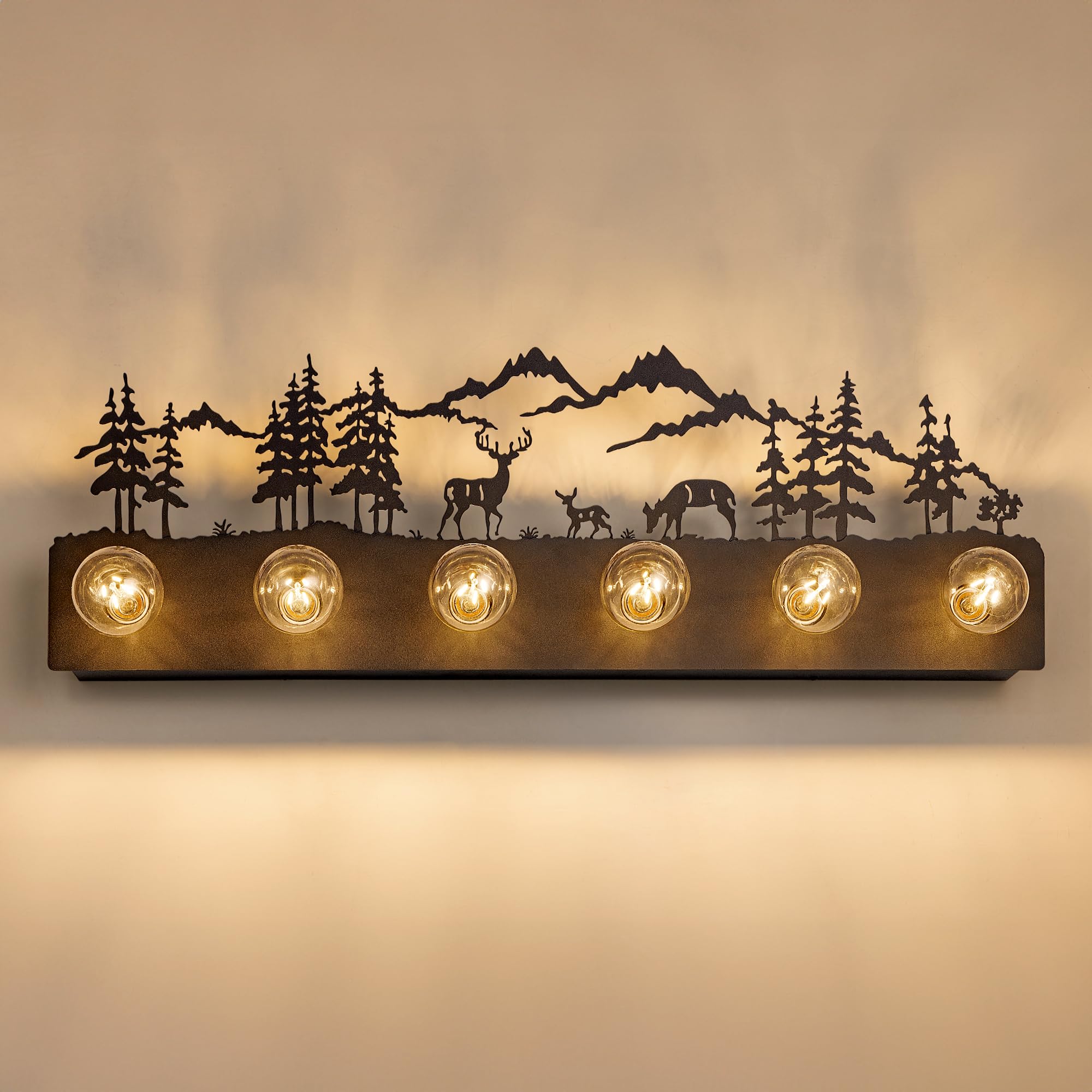 TOCHIC Rustic Bathroom Vanity Light, 6-Light Black Vintage