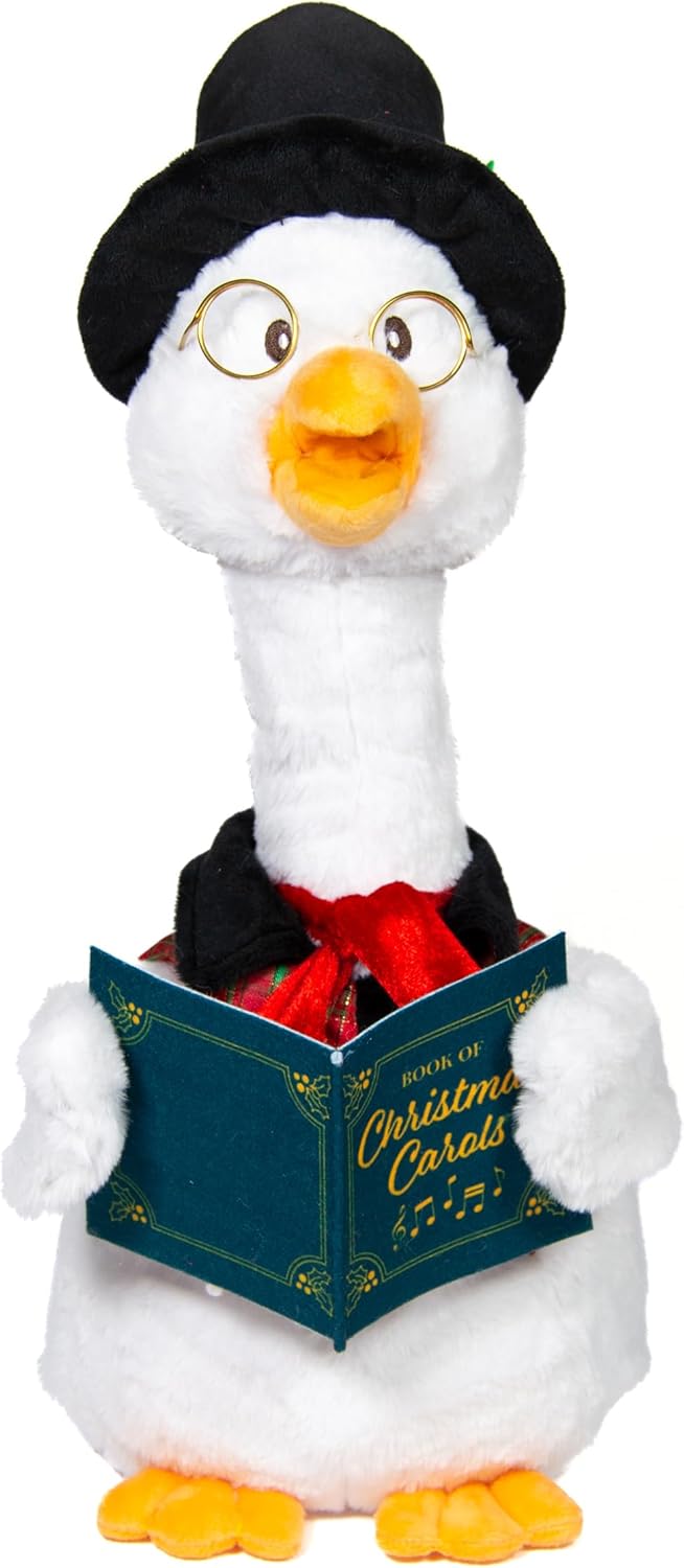 Cuddle Barn - Carolin' Father Goose | Animated Musical Singing Christmas Caroling Soft Plush Toy, 14 inches