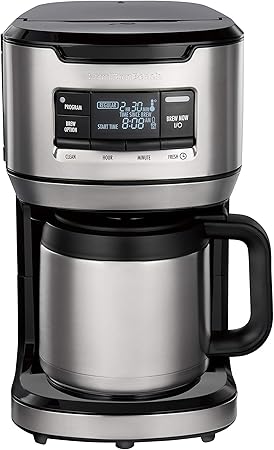 Hamilton Beach Programmable Front-Fill Coffee Maker with Thermal Carafe (46391), 12 Cup Capacity, Black and Stainless