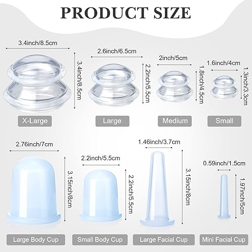 Miniatura 2 de Juego de terapia de ventosas de silicona de 16 piezas, taza anticelulítica, taza de masaje de succión al vacío, juego de terapia de ventosas de