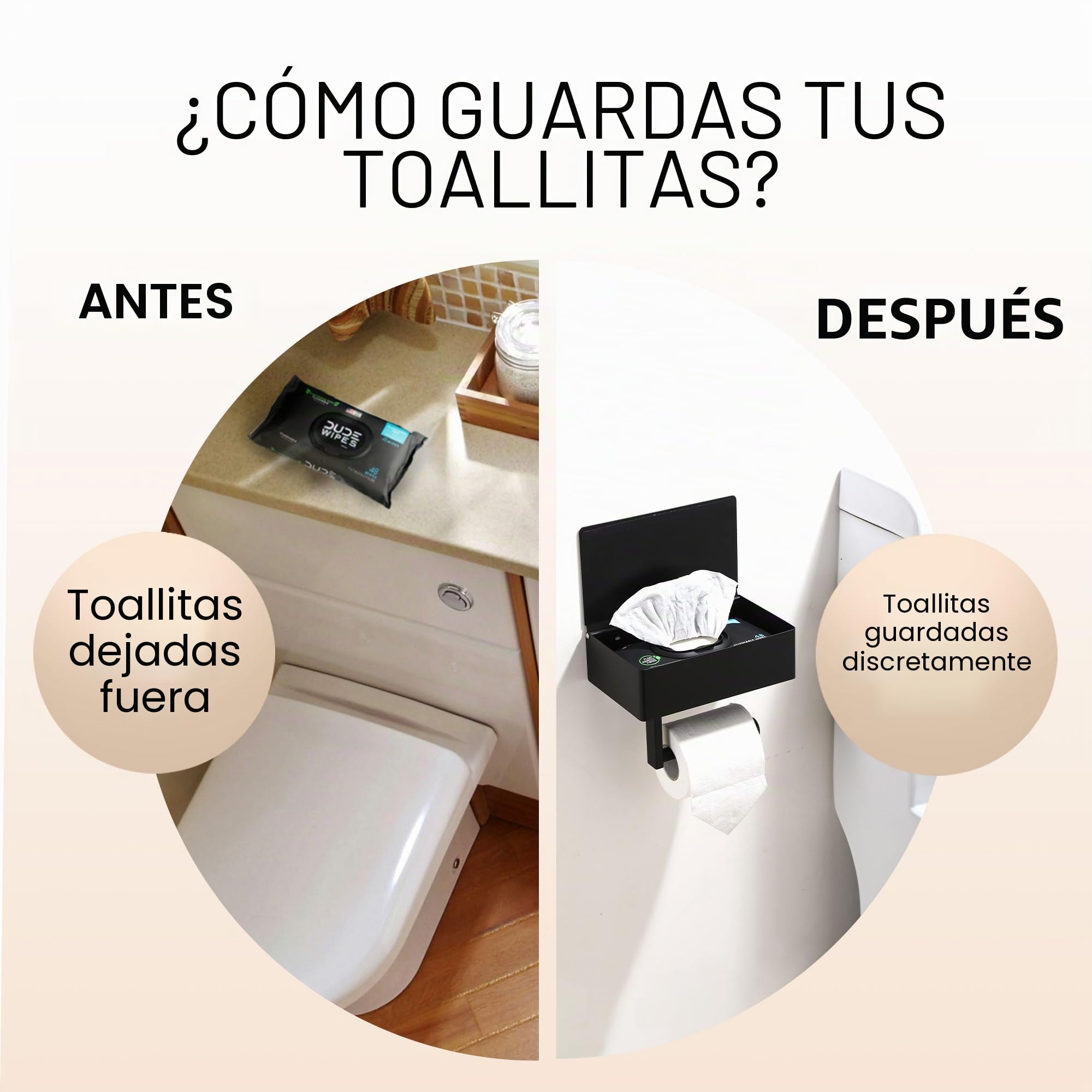 Day Moon Designs Soporte para Papel higiénico con Estante, dispensador de toallitas Desechables y Almacenamiento para Cualquier baño, Mantiene Tus toallitas húmedas Ocultas, Organizador de baño de