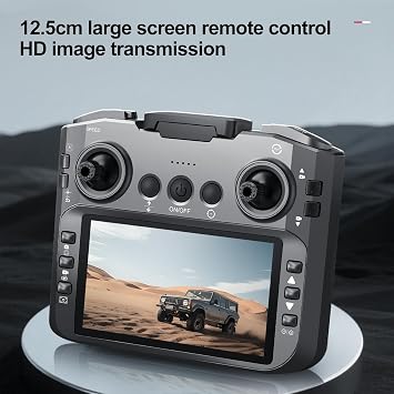 E88 GT Drone with 4.92-Inch Screen Controller,Brushless Motor, Optical Flow Localization, Active Obstacle Avoidance, 2 batteries. (Black-2 batteries)
