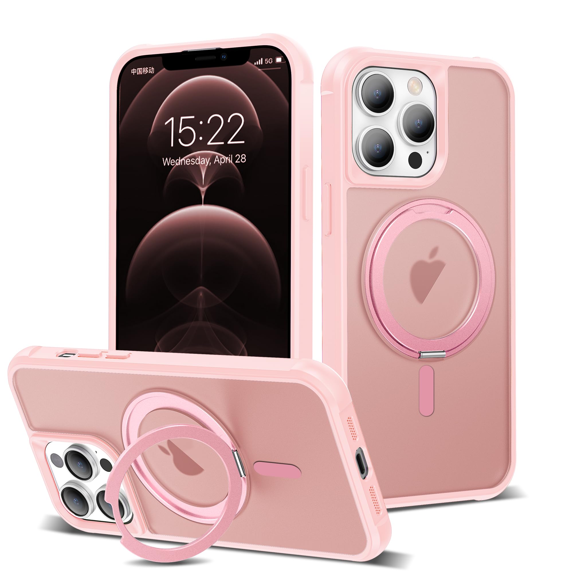 Compatible with iPhone 12/13 Pro Max Case with Stand 6.7",Pink
