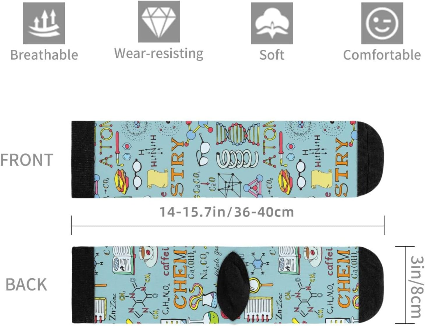 Chemistry Science Laboratory Socks Funny Crew Dress Socks For Men Women - Image 6