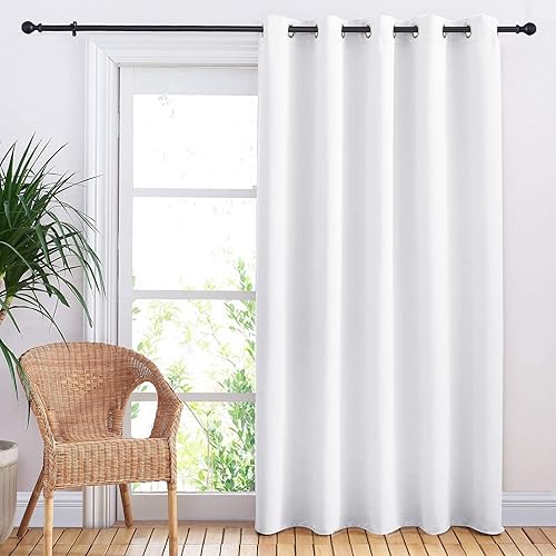 Miniatura 2 de NICETOWN - Cortinas blackout lisas extra anchas con aislamiento térmico para ahorrar energía, para puertas correderas y de patio (blanco puro, 70