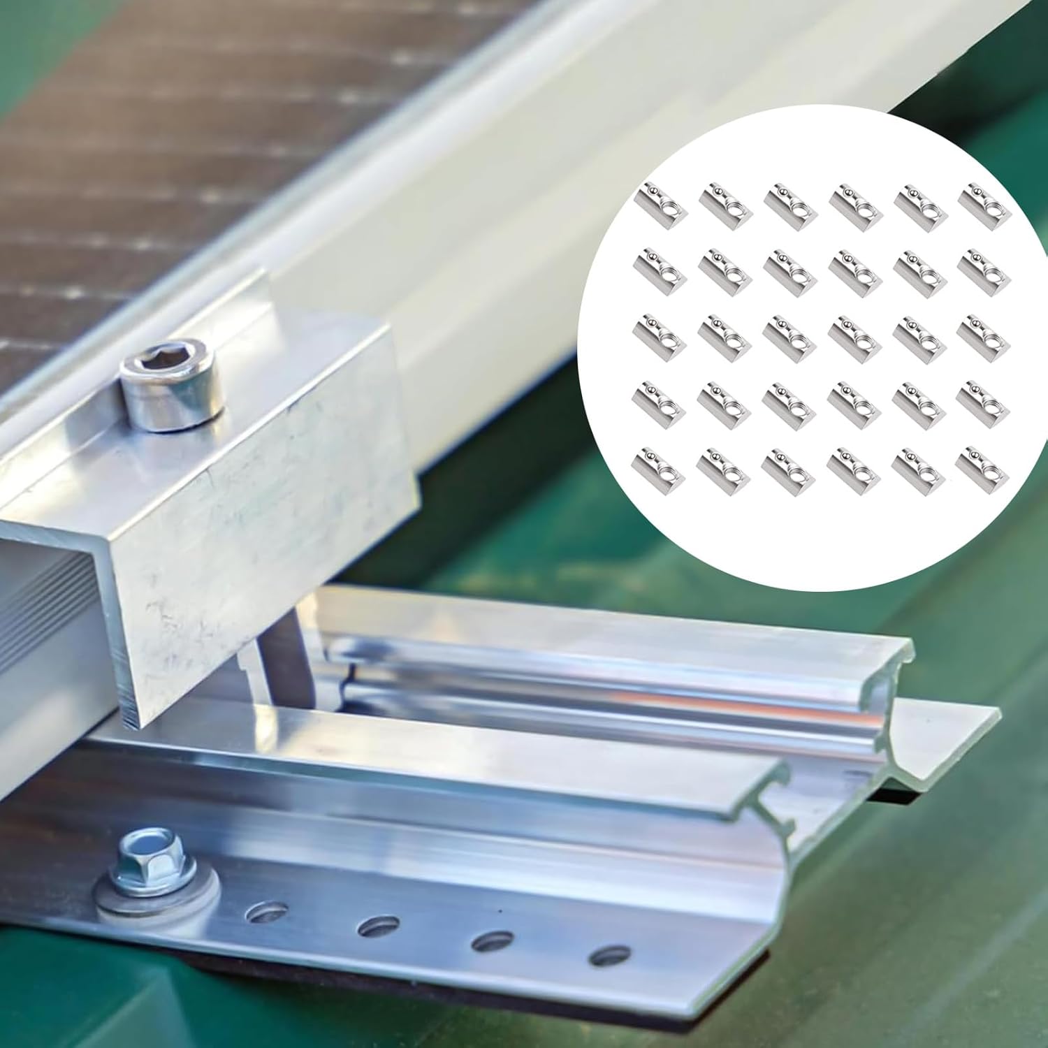 Pack of 30 T-Slot Nuts with Ball Nut 8, 40 Series T-Slot Nut M8 Thread with Centring Bridge, Carbon Steel Sliding Nut with Spring Ball, T Slot Stones Set for Aluminium Profile Extrusion Slot