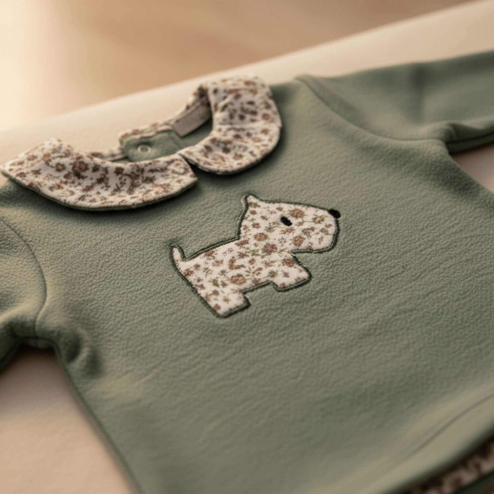 BABIDU | Chandal Niña con Sudadera Bordado Casita, Cuello y Volantes Florales, Pantalón Largo a Juego, Conjunto Completo Felpa Algodón Suave, Ropa Infantil de 1 a 4 Años