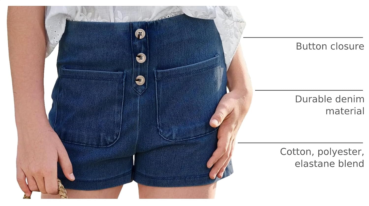 Haloumoning Girls Jean Shorts Kids Cute High Waist Shorts Button Summer Demin Shorts with Pockets 5-14 Years image 4