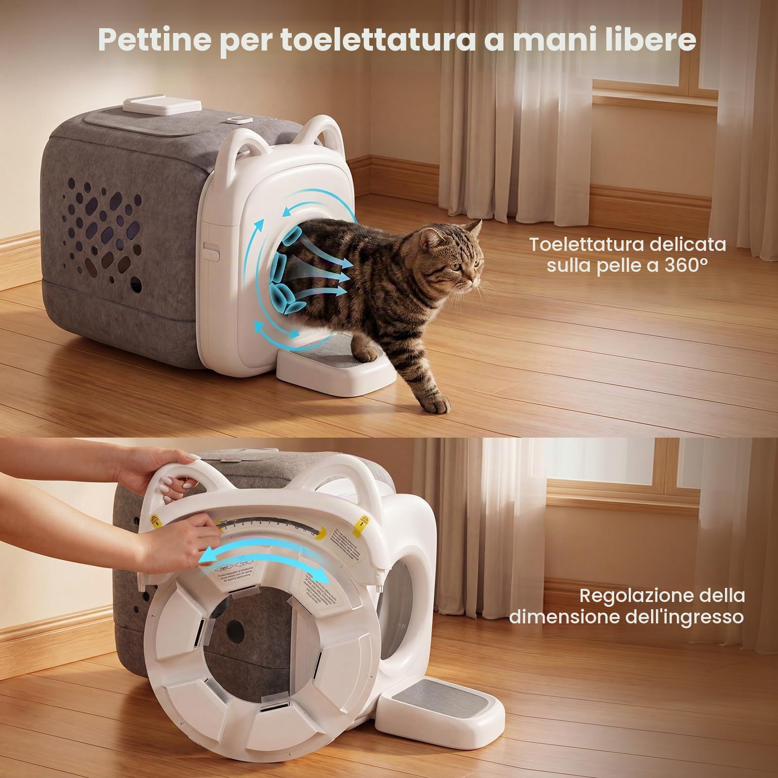 Spazzola Autopulente per Gatti per il Controllo delle Palle di Pelo e il Sollievo dalla Caduta del Pelo 360° Spazzola Amiche della Pelle per Rimuovere il Pelo degli Animali Domestici